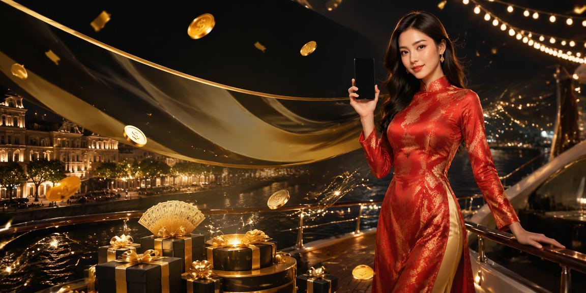 Phụ nữ Hà Nội mặc áo dài kiểm tra ưu đãi cashback VIP trên điện thoại