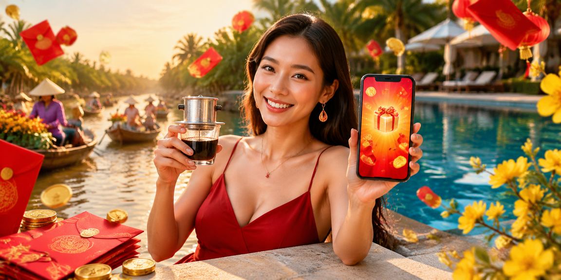 Vùng đồng bằng sông Cửu Long với không khí lễ hội và bao lì xì đỏ – biểu tượng ưu đãi theo mùa tại d40